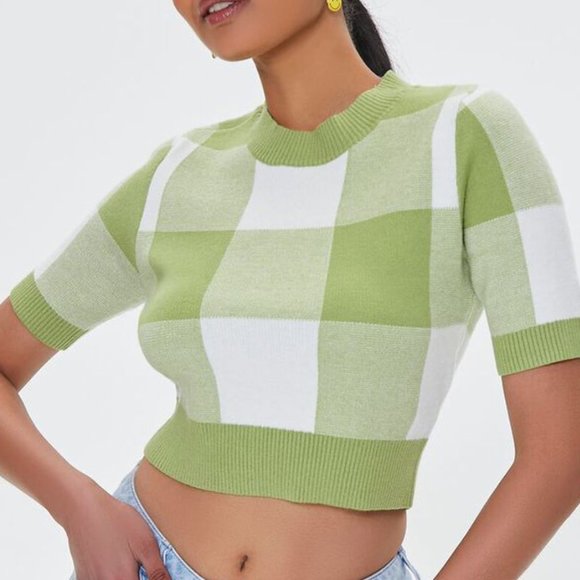 NWT | Cropped Plaid Sweater - Picture 1 of 3